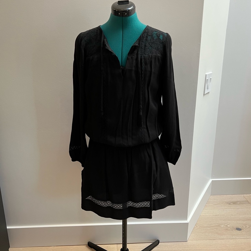 Joie Black Dress with Black Lace Size Small